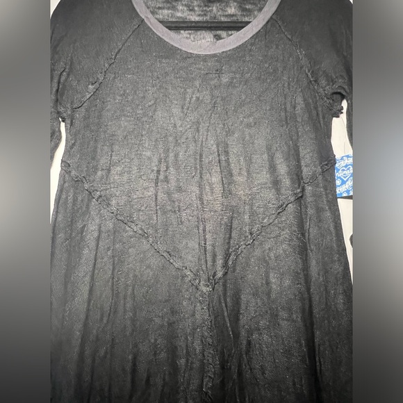FREE PEOPLE INTIMATELY BLACK GRAY 3/4 SLEEVE WEEKEND LAYERING TOP Sz Small NWT - Picture 3 of 12